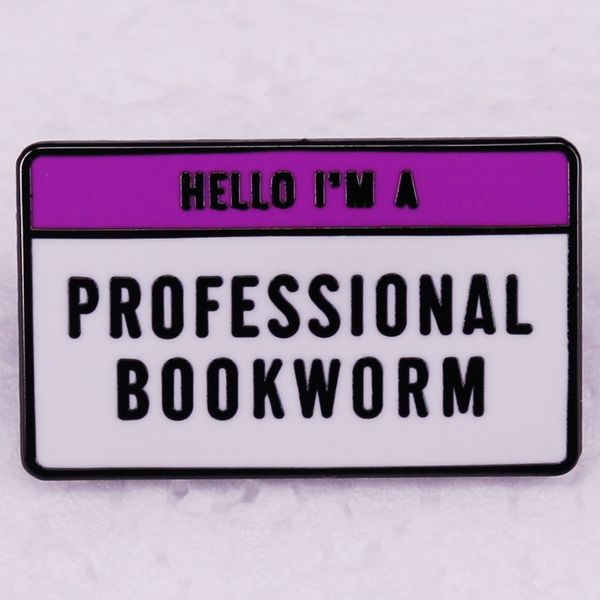 

hello, i am a professional bookworm brooch cute anime movies games hard enamel pins collect metal cartoon brooch backpack hat bag collar lap, Blue