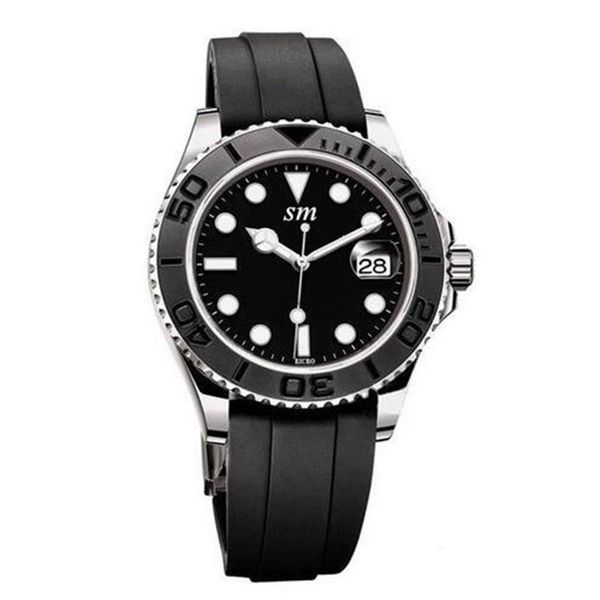 

classic man watch stainless steel watches automatic male clock black rubber band with date hardlex glass 40mm r80295q, Slivery;brown