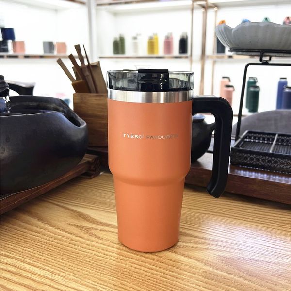 

drinkware mugs thermos cup portable stainless steel water cup handle large capacity sports car mounted coffee ice bully car cup