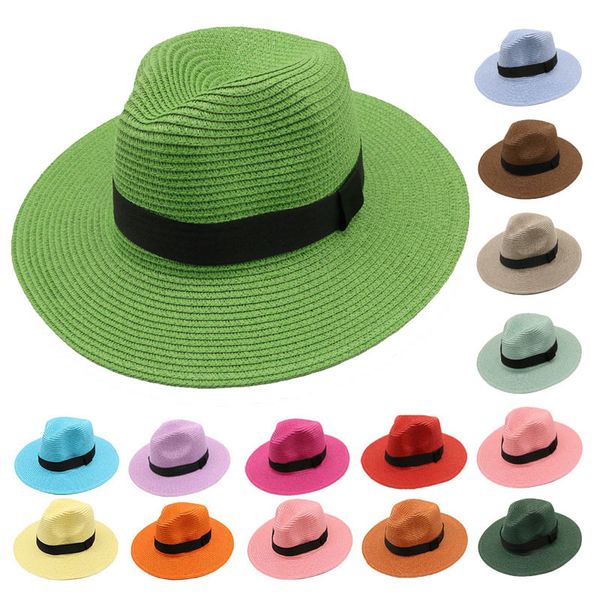

designer panama straw bucket hats wide brimmed summer beach caps for adults mens womens couples ua sun visor neck protection fashion classic, Blue;gray