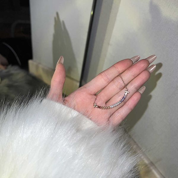 

designertiffy smile necklace women rainbow diamond zircon clavicle chain ins small design temperament simple and fresh, Black