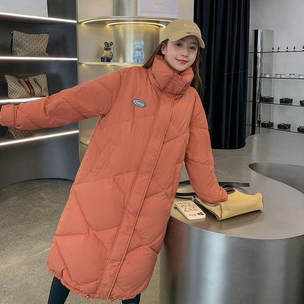 

leather greller new women jacket 2022 winter parkas long clothes women's down cotton padded jacket korean loose warm thick women outwea, Black