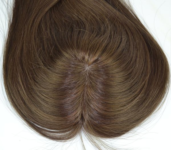 

custom jewish human hair ers 8"*8" with 4"*4" silk mongolian virign remy hair women's toupee 120% density, Black;brown