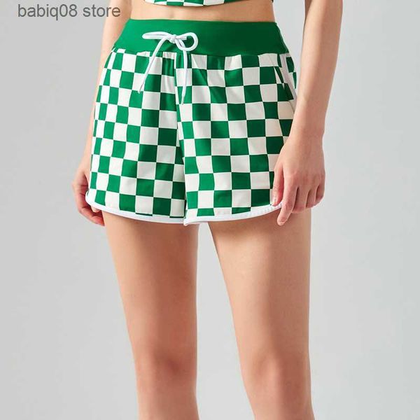 

yoga outfit women sports shorts high waist cycling workout training short athletic gym loose side pockets lattice print short t230421