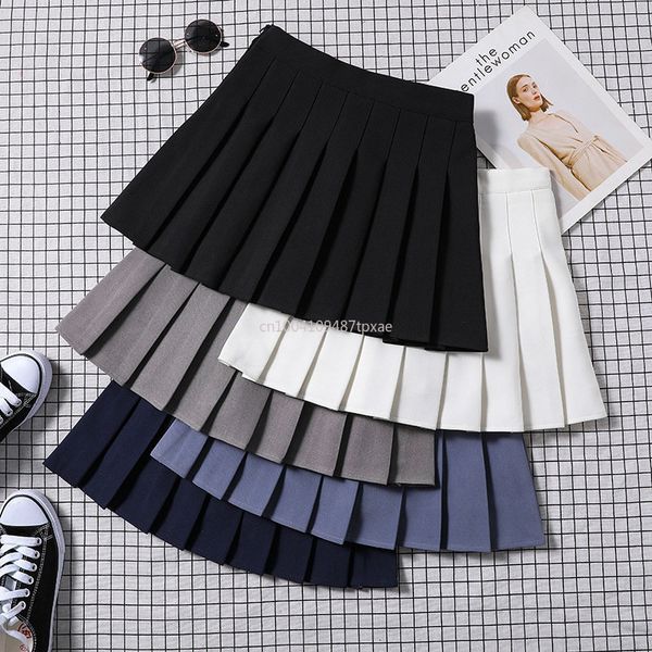 

skirts women highwaisted y2k summer japanese school dresses plaid pleated skirt student cosplay anime mini jk uniforms short 230420, Black
