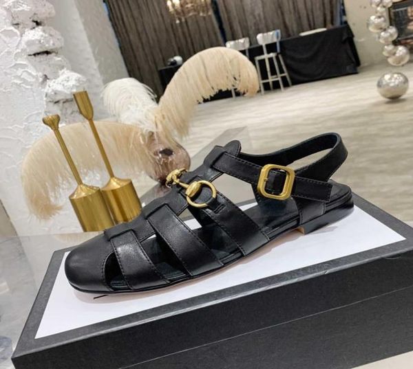 

2021 summer women horsebit leather sandals round toe woven sandal designer strongly recommend brand woman slippers with full packa1521016, Black