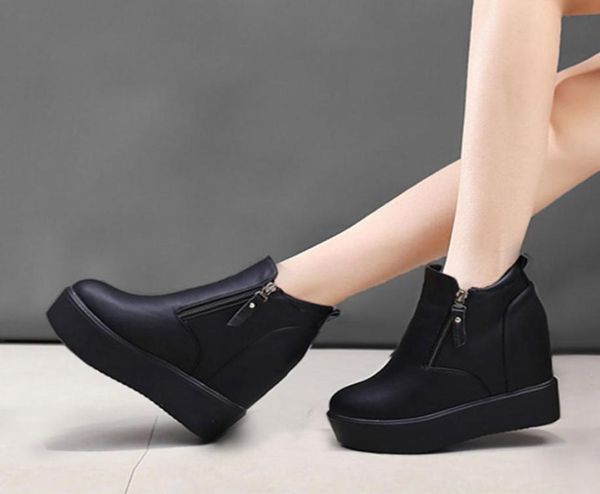 

2021 women increasing height ankle boots high punk platform shoes black thick sole fashion booties wedges botas mujer 8825n8869116