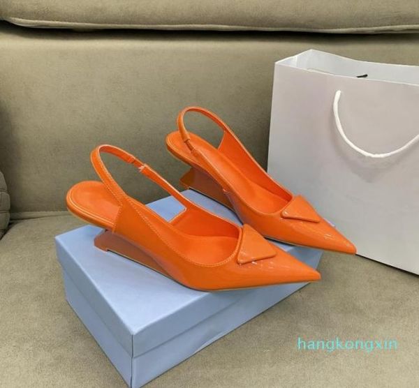 

2022 patent leather special heel 6cm slingback pumps sandals crystals satin series slippers sandals loafers muller shoes upper6654645, Black