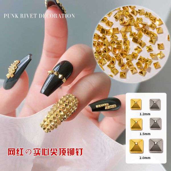 

nail art decorations 12152mm flatback nail charms rivet metallic diy nail art punk spikes studs rhinestones nail tip decoration for manicure, Silver;gold