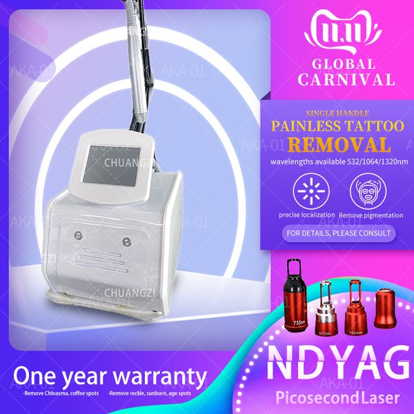 

2023 laser beauty machine nd yag tattoo removal machine spots remover 755 1320 1064 532nm picosecond freckle removal device, Black