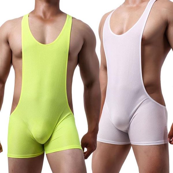 

men's g-strings men mesh bodysuit wrestling singlet gay breathable jockstrap underwear erotic lingerie fitness trainer s283q, Black;brown