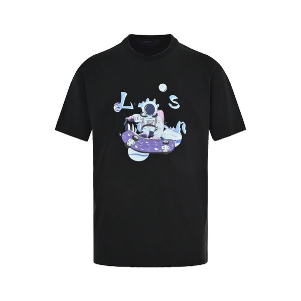 

couple t-shirt 23 summer new designer outer space skateboard pattern printed short-sleeved trendy casual loose half-sleeves, White;black