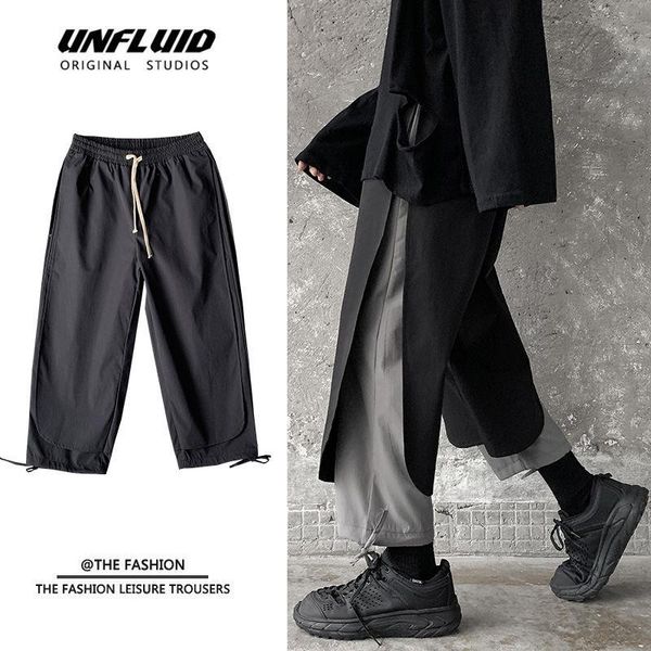 

pants hybskr loose drawstring cargo pants for men harajuku casual elastic waist trousers fashion design oversized male black pants