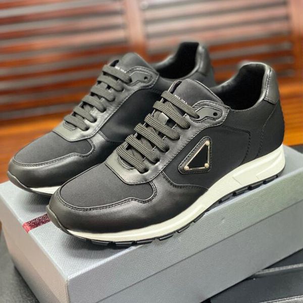 

fashion luxury men dress shoes re-nylon soft bottoms running sneakers italy originals elastic band low calfskin designer breathable casual, Black