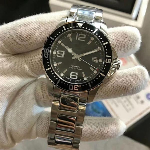 

luxury men watch stainless steel strap luminous black dial hydroconquest automatic diver mens watch - l3 642 4 56 6 automatic wris218r, Slivery;brown