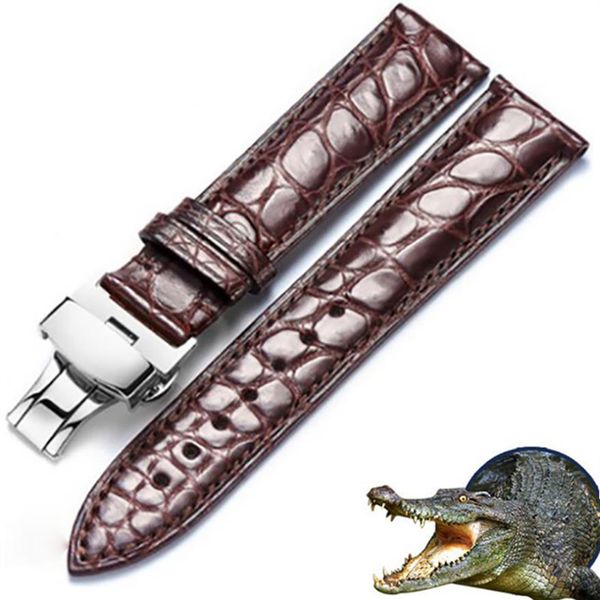 

real alligator watch strap genuine leather watch bands for men or women watch accessories 12 - 24mm 220214272o, Black;brown