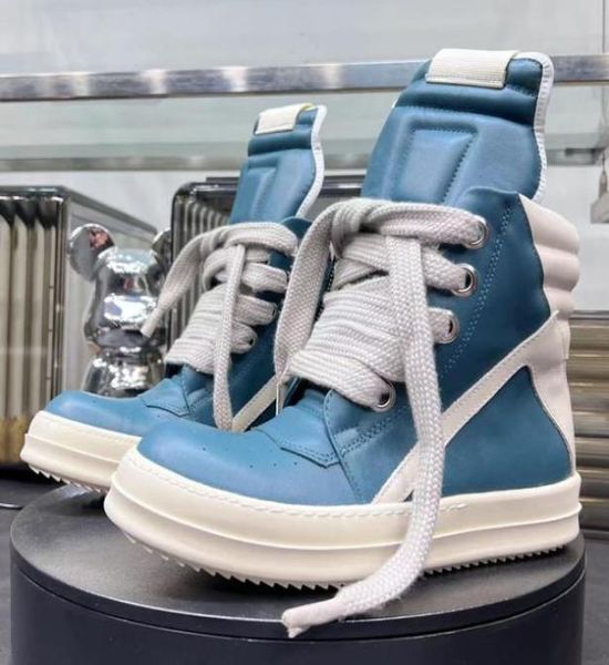 

men ankle boots big size maga jumbo wide shoelaces genuine leather fashion sneakers street style hiphop highmen shoes6910186, Black