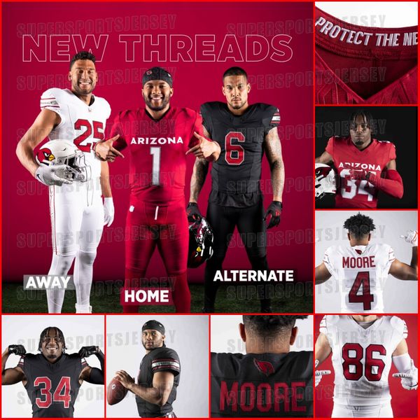 

cardinals 2023 new uniforms football jerseys deandre hopkins budda baker kyler murray marquise brown zach ertz d.j. humphries, Black;red