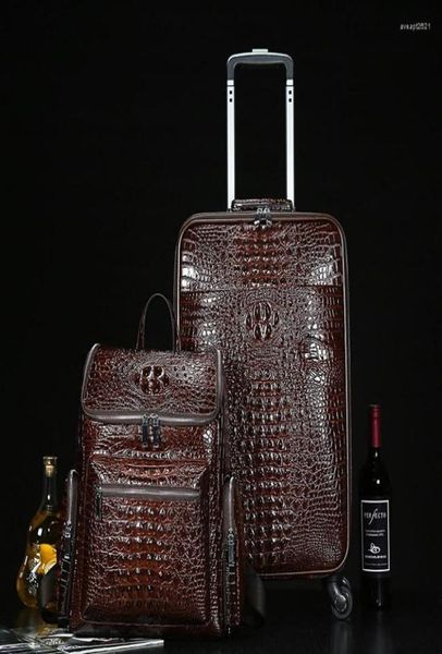 

suitcases genuine leather crocodile pattern travel luggage with handbag backpack men39s first layer cowhide trolley suitcase bo9189262