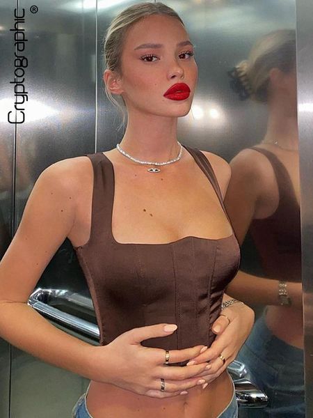

tanks cryptographic backless corset crop 2022 summer elegant cropped for women sleeveless camis clothes, Black;white