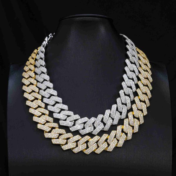 

fine jewelry moissanite 925 silver gold plated necklace body cuban link chain