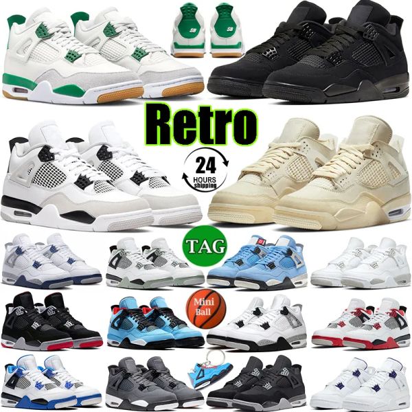 

4s retro basketball shoes designer mens jumpman 4 sb pine green 3s 3 fire red thunder blue military black cat sail white cement cool grey se