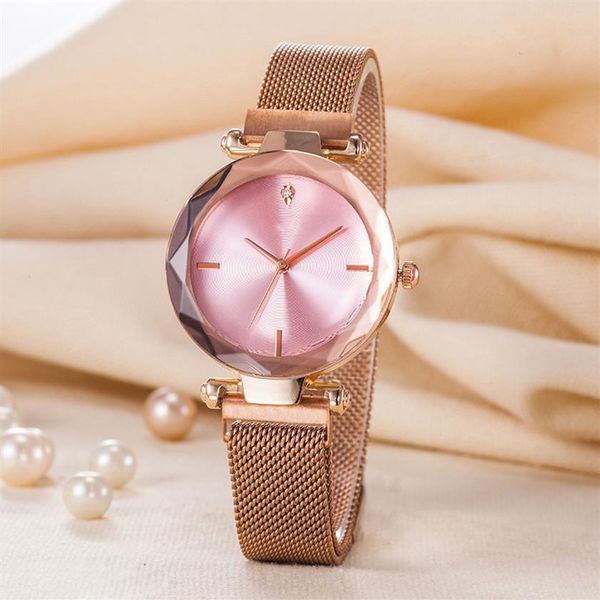 

popular fashion brand women girl rose gold color metal steel band magnetic buckle style quartz wrist watch di 032271, Slivery;brown