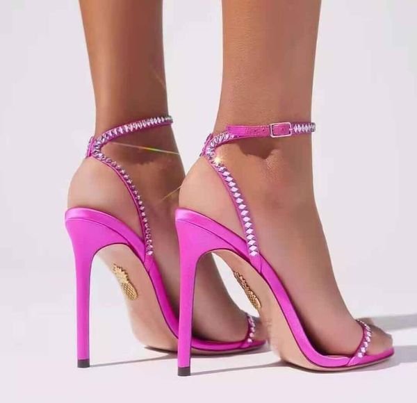 

aquaz-zura luxury elegant women olie sandal high heels strides bow tie pumps 105mm crystal embellished sandals rhinestone ankle strap sandal, Black