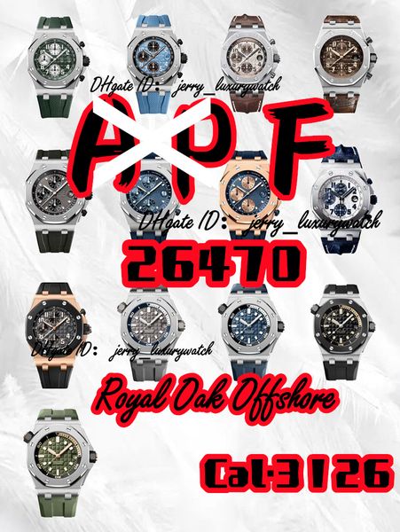 

apf luxury men's watch 26470 all styles carbon fiber chronograph watch 42mm double sided sapphire lens natural rubber belt 3126 chronog, Slivery;brown