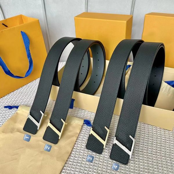 

luxary belt mens designer belt for man 4.0cm width 100-125cm black gray bottom double-sided adjustable waistband gold silver letters buckle, Black;brown