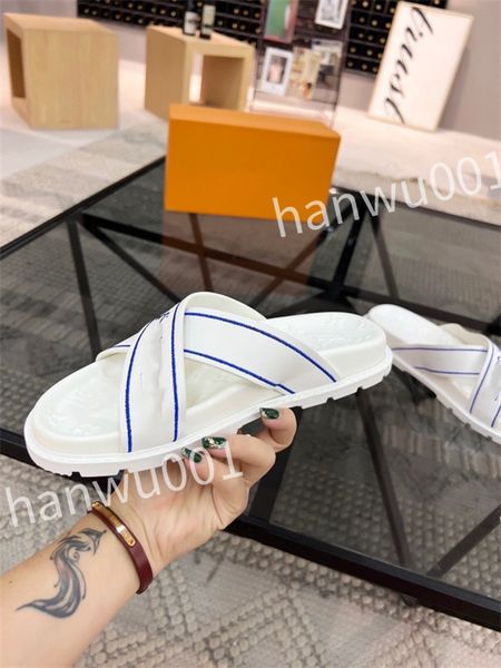 

2023 new leather slide slippers designer flat mens summer sandals fashion luxury leisure resort beach, Black