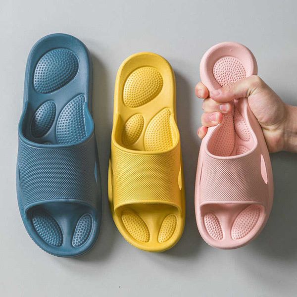 

slippers new style women's summer bathroom bath sandals soft bottom home indoor couple massage slippers, Black