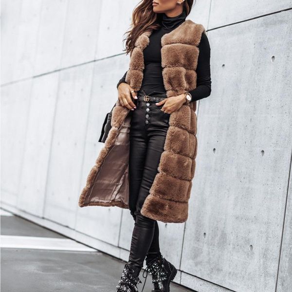 

vests casual women sleeveless furry thick tank autumn fashion lady warm o neck overcoat new winter faux fur mink fleece vest coat, Black;white