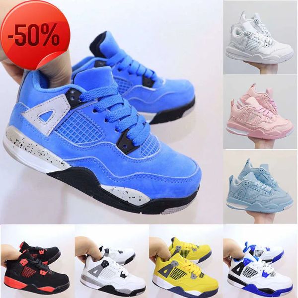 

jumpman 4 kids basketball shoes 4s big boys girls infants toddlers sneakers university blue bred white cement sail pink motorsport outdoor s, Black