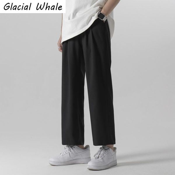 

pants glacialwhale mens wide leg pants 2022 light weight joggers trousers japanese streetwear cold feeling comfortable home pants men, Black