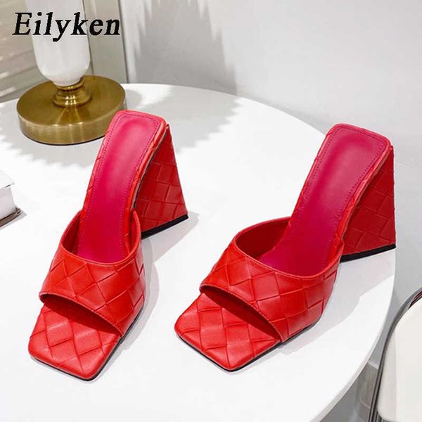 

slippers 2023 women summer sandals fashion square toe strange heels mu, Black
