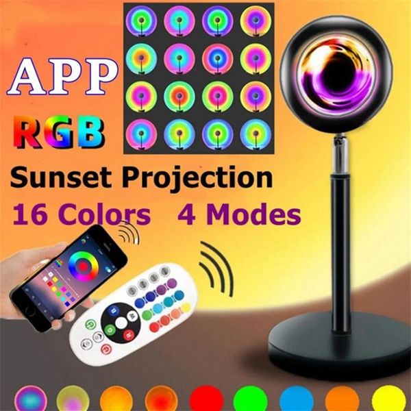 

16 colors bluetooth sunset lamp projector rgb led night light tuya smart app remote control decoration bedroom pography gift874043325u
