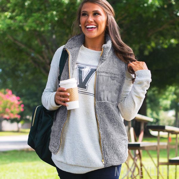 

vests winter 2019 warm plush jacket vest women's wear grey black brown light coffee lapel vest for woman, Black;white