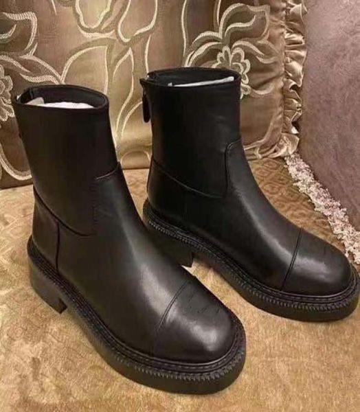 

womens boots brand genuine leather autumn and winter martin boot platform flat heel shoes size 3541 with box2885290, Black