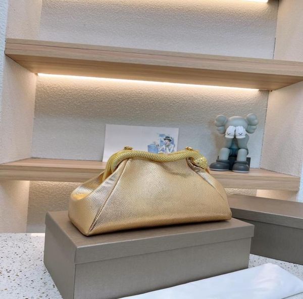 

gorgeous women evening bag luxury designer lady cross body metal frame bag 5a quality fashion gold enamel snake shape pochette wal4790756