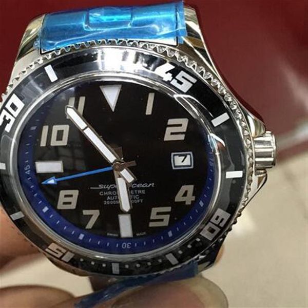 

special brel automatic watch men silve case black dial stainless band super ocean mechanical casaul watch montre homme2646, Slivery;brown