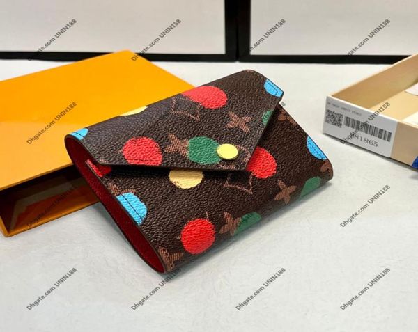 

women sarah long wallets cobranding color spot graffiti handbag classic flower luxurys designers bag victorine travel wallet zipp7951784, Red;black