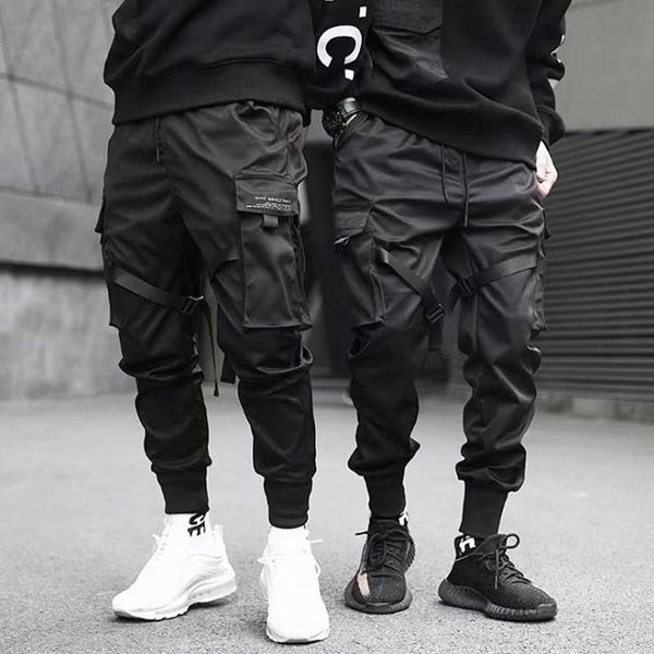 

pants 2022 hip hop boy multipocket elastic waist design harem pant men streetwear punk casual trousers jogger male dancing black pant