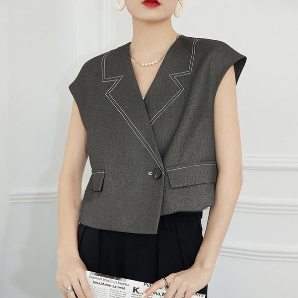 

vests jacket women blazer gilet sleeveless vest fashion casual office lady woman waistcoat irregular short veste femme, Black;white