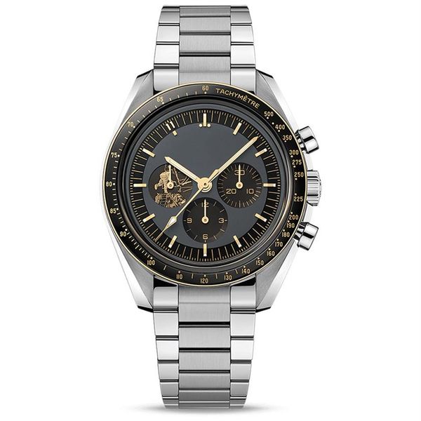 

brand swiss watches for men apollo 11 50th anniversary deisgner watch quartz movement all dial work moonshine dial speed montr2500, Slivery;brown