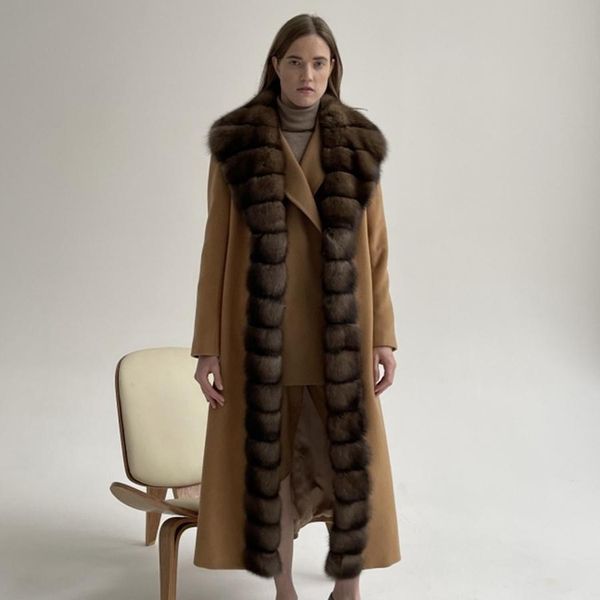 

fur selling fur coat women natural fur jacket wool blend overcoat autumn cardigan fashion, Black
