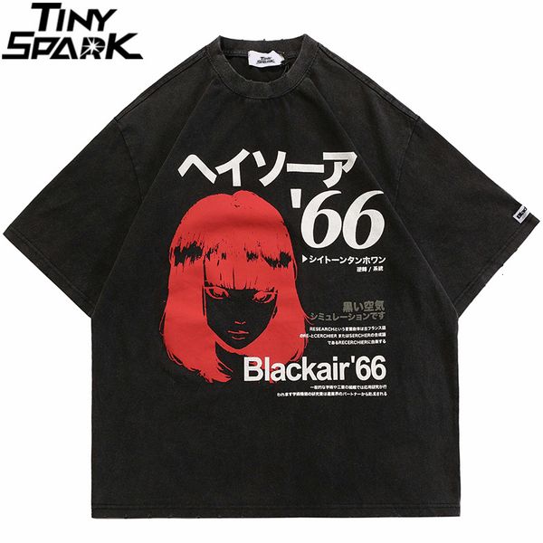 

men s t shirts hip hop washed t shirt 2023 men streetwear japanese kanji cartoon print t shirt harajuku cotton summer short sleeve tshirt bl, White;black