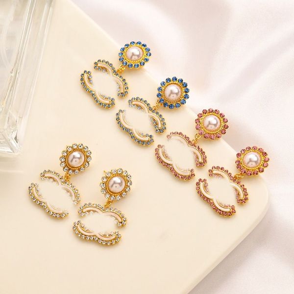 

18k gold plated ear stud earrings women's geometric letter luxury designer earrings fashion brand jewelry dangle accessories, Golden;silver