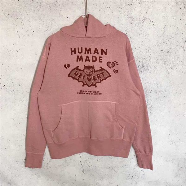 

vintage hoodie men women 1 quality heavy fabric pattern pullover oversized sweatshirts, Black