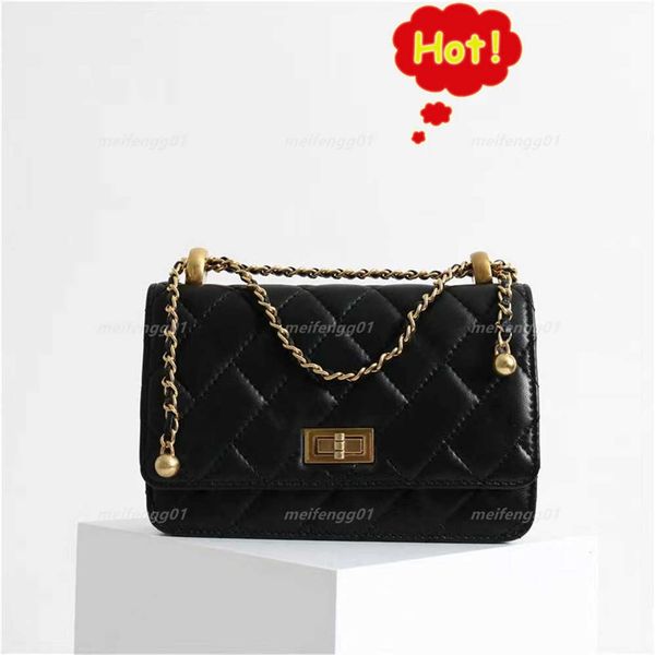 

women's handbag lamb leather handbag with badge gold chain flip wallet cross designer bag luxury fashion shoulder bag